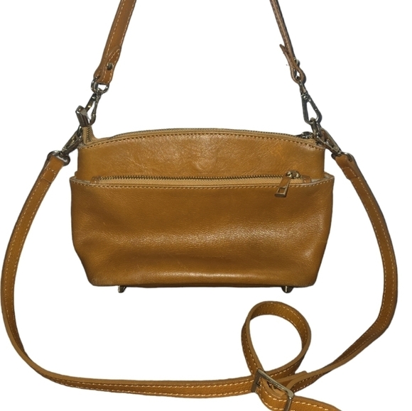 DIVINA FIRENZE ITALIAN Orange LEATHER CROSSBODY SHOULDER HANDBAG - Picture 1 of 15
